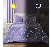 HOMBYS Glow in The Dark Comforter Set 7 Piece Full Size with Sheets, Purple Velvet Bedding Comforter Sets for Full Bed, Ultra Soft Down Alternative Comforter for Teenage Girls Kids, Bed in a Bag