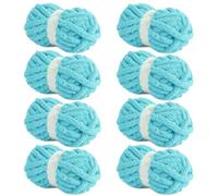 HOMBYS Lake Blue Chunky Chenille Yarn for Crocheting, Bulky Thick Fluffy Yarn for Knitting,Super Bulky Chunky Yarn for Hand Knitting Blanket, Soft Plush Yarn, 8 Jumbo Pack (27 yds,8 oz Each Skein)