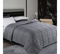 HOMBYS Lightweight Cooling Comforter King Size,100% Rayon Derived from Bamboo Shell Down Alternative Duvet Insert,Grey Striped Soft Summer Comforter for Hot Sleepers,8 Corner Tabs
