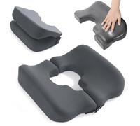 HOMBYS Memory Foam Bed Sore Cushions for Butt,Bedsore Pressure Relief Pillow for Sleeping and Sitting,Cushion for Bed Sores on Buttocks, T Shaped Opening Tailbone Pillow,Dark Grey 17.3" x15.3”