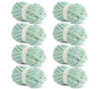 Hombys Mint Green Chunky Chenille Yarn for Crocheting & Knitting, Super Bulky, Soft Plush, 8 Jumbo Packs (27yds, 8 oz Each)