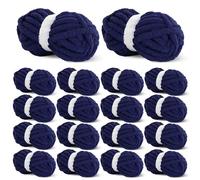 HOMBYS Navy Blue Chunky Chenille Yarn for Crocheting, Bulky Thick Fluffy Yarn for Knitting,Super Bulky Chunky Yarn for Hand Knitting Blanket, Soft Plush Yarn, 18 Jumbo Pack (27yds,8 oz Each Skein)