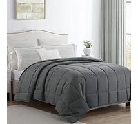 HOMBYS Oversized King Comforter 120x120, Lightweight Quilted Down Alternative Duvet Insert for All Season,Grey,8 Corner Tabs