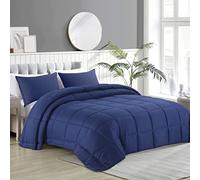 HOMBYS Oversized King Comforter 128x120, Lightweight Quilted Down Alternative Duvet Insert for All Season,Navy Blue,8 Corner Tabs