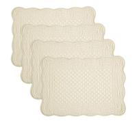 HOMBYS Quilted Placemats Set of 4 Washable-Rectangular Placemats for Kitchen Table-100% Cotton Fabric Rectangular Table Mats-Cotton, (Flax)