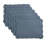 HOMBYS Quilted Placemats Set of 6 Washable-13x18 inches Rectangular Placemats for Kitchen Table-100% Cotton Fabric Rectangular Table Mats, (Blue)
