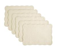 HOMBYS Quilted Placemats Set of 6 Washable-13x18 inches Rectangular Placemats for Kitchen Table-100% Cotton Fabric Rectangular Table Mats, (Flax)