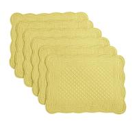 HOMBYS Quilted Placemats Set of 6 Washable-13x18 inches Rectangular Placemats for Kitchen Table-100% Cotton Fabric Rectangular Table Mats, (Yellow)