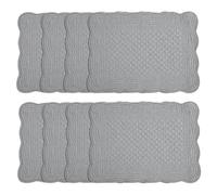 HOMBYS Quilted Placemats Set of 8 Washable-Rectangular Placemats for Kitchen Table-100% Cotton Fabric Rectangular Table Mats-Cotton, (Dark Grey)
