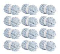 Hombys Rice Grey Chunky Chenille Yarn for Crocheting & Knitting, Super Bulky, Soft Plush, 12 Jumbo Packs (27 yds, 8 oz Each)