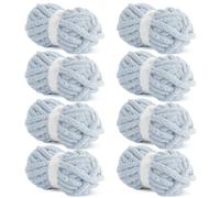 Hombys Rice Grey Chunky Chenille Yarn for Crocheting & Knitting, Super Bulky, Soft Plush, 8 Jumbo Packs (27 yds, 8 oz Each)