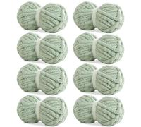 HOMBYS Sage Green Chunky Chenille Yarn for Hand Knitting and Crocheting - Super Bulky Plush for Arm Blankets, 8 Pack