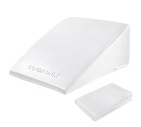 HOMBYS Satin Bed Wedge Pillow Cover Silky & Smooth Wedge Pillowcase 1 Pack 24x24x12.5, Soft & Breathable, Removable & Machine Washable-Zipper Design (Pillow Not Include), (White, 24"x24"x12.5")