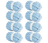 HOMBYS Sky Blue Chunky Chenille Yarn for Crocheting, Bulky Thick Fluffy Yarn for Knitting,Super Bulky Chunky Yarn for Hand Knitting Blanket, Soft Plush Yarn, 8 Jumbo Pack (27 yds,8 oz Each Skein)