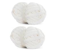 Hombys White Chunky Chenille Yarn for Crocheting & Knitting, Super Bulky, Soft Plush, 2 Jumbo Packs (27 yds, 8 oz Each)
