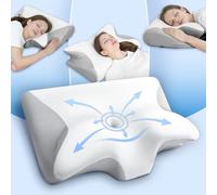 HOMCA Cervical Neck Pillow for Neck Pain Relief, 2 in 1 Ergonomic Pillow for Sleeping, Memory Foam Orthopedic Bed Pillows for Side, Back & Stomach Sleepers with Cooling Pillowcase