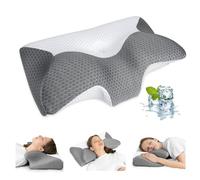 HOMCA Cervical Pillow, Ergonomic Memory Foam Pillow for Neck and Shoulder Pain Relief with Cooling Ice Silk Pillowcase, Orthopedic Neck Bed Pillow for Side, Back and Stomach Sleepers