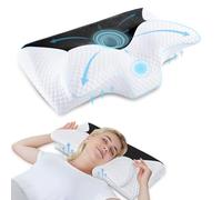 HOMCA Ergonomic Cervical Pillow Memory Shape Pillow, Orthopedic Neck Support Pillow, Washable Cover, Black