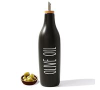 HOMCDALY Ceramic Olive Oil Dispenser for Kitchen, Stoneware 16oz Oil Cruet and Vinegar Bottles Dispenser, Kitchen Dispenser Bottle for EVOO Vinegar Syrups, Modern Farmhouse Design(B-O)