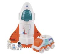 HOMCENT Spaceship Toy for Boys, Space Shuttle Toys Age 3+ with Lights&Sound, 3 Astronauts Figure, Openable Cockpit, Spray Exhaust, Astro Venture Space Playset with Lunar Car(Orange)