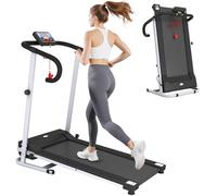 HOMCOM Folding Electric Treadmill 1.25HP, 1-10 km/h, LCD/Time-Distance-Calories, Safe Stop, Portable Home Gym (B1-0095)