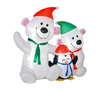 Homcom 1.1m Christmas Inflatables with Bears and Penguin Xmas Decoration Outdoor Home