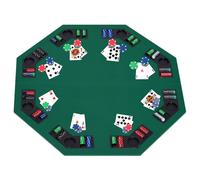 HOMCOM 1.2m/48" Foldable Poker Table Top - 8 Players - Blackjack - Chip - Trays | TJ Hughes Black