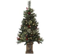 HOMCOM 1.2m Prelit Christmas Tree with 100 Warm White LED Lights & 8 Modes in Green | Size: 4ft HOMCOM Green 4ft