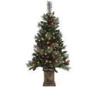 HOMCOM 1.2M Prelit Christmas Tree With 100 Warm White Led Lights And 8 Modes, Green