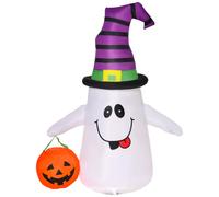 All Hallows 1.2m Witch Ghost Halloween Inflatable Decoration with LED Lights - Outdoor, Multi
