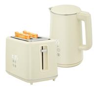 HOMCOM Digital Kettle and Toaster Set, 1.5L 3000W Fast Boil Kettle, 2 Slice Toaster Kitchen Set with 7 Level Browning Controls, Defrost, Reheat, Keep Warm, Crumb Tray and LED Touch Display, Beige