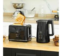 HOMCOM 1.5L 3000W Fast Boil Electric Kettle and 2 Slice Toaster Set - Black - 24.2L x 19.5W x 25.1Hcm