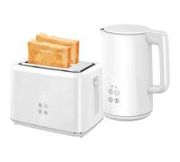 1.5L 3000W Fast Boil Electric Kettle and 2 Slice Toaster Set HOMCOM Off White 2 Pack