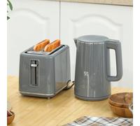 Homcom 1.5L 3000W Fast Boil Electric Kettle And 2 Slice Toaster Set, Grey