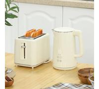 HOMCOM 1.5L 3000W Fast Boil Kettle & 2 Slice Toaster Set with Insulation in Beige | Size: 2 Pack HOMCOM Beige 2 Pack