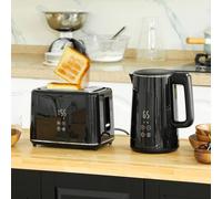 HOMCOM 1.5L 3000W Fast Boil Electric Kettle and 2 Slice Toaster Set, Black, Black