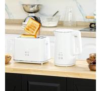 Homcom 1.5L 3000W Fast Boil Electric Kettle And 2 Slice Toaster Set, White