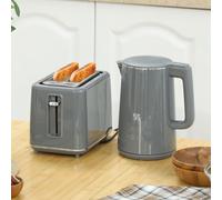 HOMCOM 1.5L 3000W Fast Boil Kettle & 2 Slice Toaster Set with Insulation in Grey | Size: 2 Pack HOMCOM Grey 2 Pack
