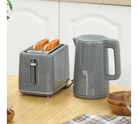 HOMCOM 1.5L 3000W Fast Boil Kettle & 2 Slice Toaster Set with Insulation in Grey | Size: 2 Pack HOMCOM Grey 2 Pack