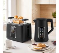 Homcom 1.5L 3000W Kettle And Toaster Set With Strix Thermostat, Keep Warm In Black Black