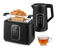 Homcom 1.5L 3000W Kettle And Toaster Set With Strix Thermostat, Keep Warm In Black Black