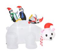 Homcom 1.5m Christmas Inflatable Polar Bear Penguin Lighted for Home Indoor Outdoor