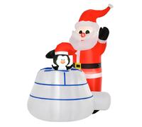 Homcom 1.6m Christmas Inflatable Penguin Santa Claus w/ Ice House Built-in LED Outdoor
