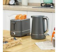 HOMCOM 1.7L 3000W Fast Boil Electric Kettle and 2 Slice Toaster Set - Grey - 21.2L x 16W x 24.3Hcm