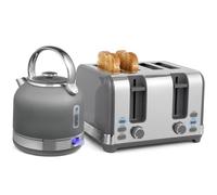 Homcom 1.7L 3000W Fast Boil Electric Kettle And 4 Slice Toaster Set, Grey Grey