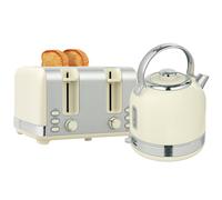 Homcom 1.7L 3000W Fast Boil Electric Kettle And 4 Slice Toaster Set In Off White Off White