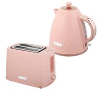 HOMCOM 1.7L 3000W Fast Boil Kettle & 2 Slice Toaster Set, Kettle and Toaster Set with Auto Shut Off, Browning Controls, Light Pink