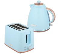 HOMCOM 1.7L 3000W Fast Boil Kettle & 2 Slice Toaster Set, Kettle and Toaster Set with Auto Shut Off, Browning Controls, Light Blue