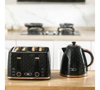 Homcom 1.7L 3000W Fast Boil Kettle & 4 Slice Toaster Set W/ 7 Browning Controls In Black Black One Size