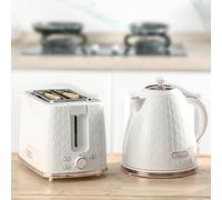 HOMCOM Kettle And Toaster Set 1.7L Fast Boil Kettle & 2 Slice Toaster Set White, Cream